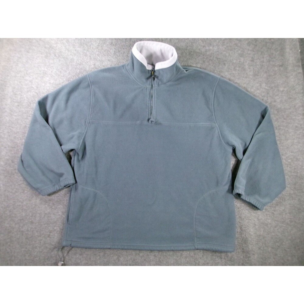Roundy Ridge Jacket Men 2XL Gray Fleece Pullover Quarter Zip Blue Polyester